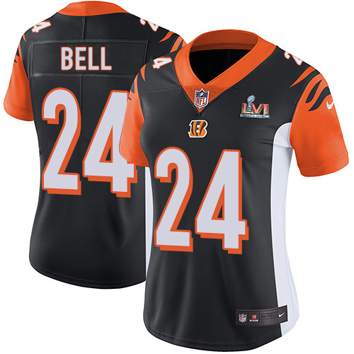 Cincinnati Bengals #24 Vonn Bell Black Team Color Super Bowl LVI Patch Women's Stitched Vapor Untouchable Limited Jersey Womens