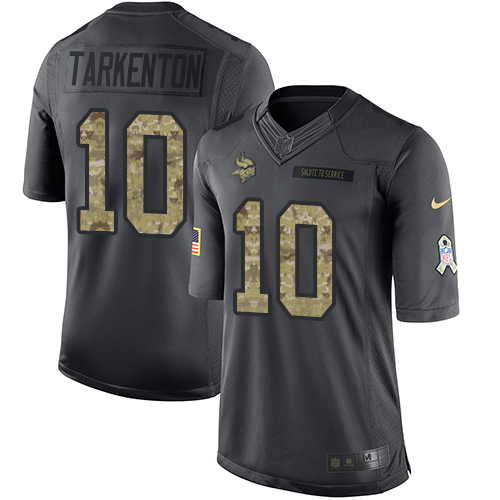 Vikings #10 Fran Tarkenton Black Men's Stitched Limited 2016 Salute To Service Jersey