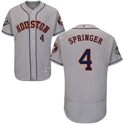 Houston Astros #4 George Springer Grey Flexbase Authentic Collection 2019 World Series Bound Stitched Jersey Men's