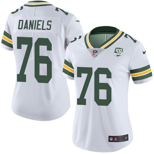 Green Bay Packers #76 Mike Daniels White Women's 100th Season Stitched Vapor Untouchable Limited Jersey Womens