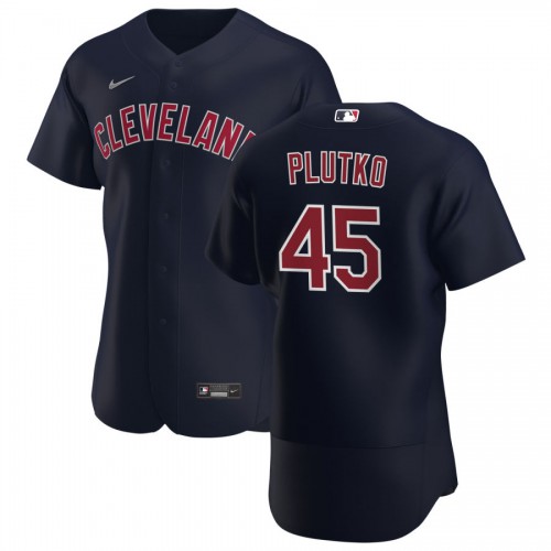 Cleveland Guardians #45 Adam Plutko Men's Navy Alternate 2020 Authentic Player Jersey Men's