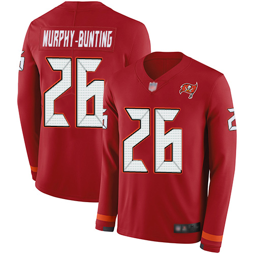 Tampa Bay Buccaneers #26 Sean Murphy-Bunting Red Team Color Men's Stitched Limited Therma Long Sleeve Jersey Men's