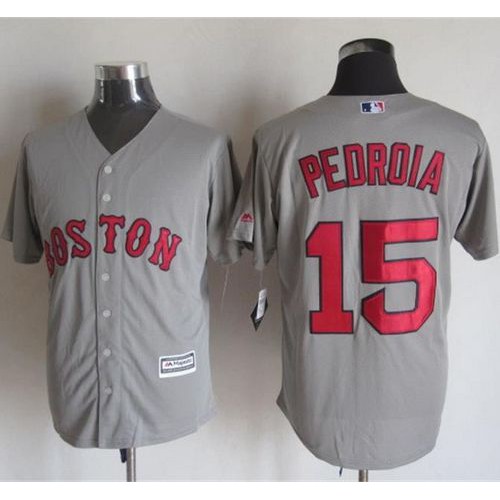 Boston Red Sox #15 Dustin Pedroia Grey New Cool Base Stitched Jersey Men's