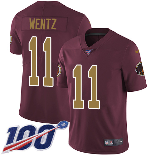Washington Commanders #11 Carson Wentz Burgundy Red Alternate Youth Stitched 100th Season Vapor Limited Jersey Youth