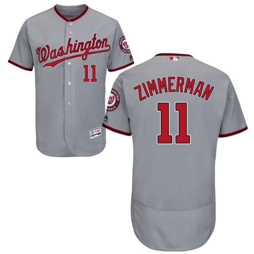 Washington Nationals #11 Ryan Zimmerman Grey Flexbase Authentic Collection Stitched Jersey Men's