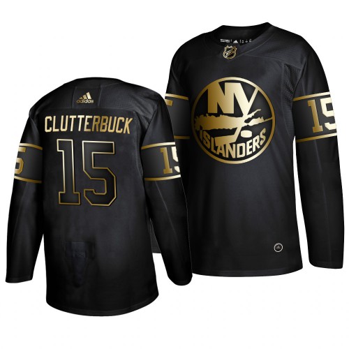 Adidas New York Islanders #15 Cal Clutterbuck Men's 2019 Black Golden Edition Authentic Stitched Jersey Men's