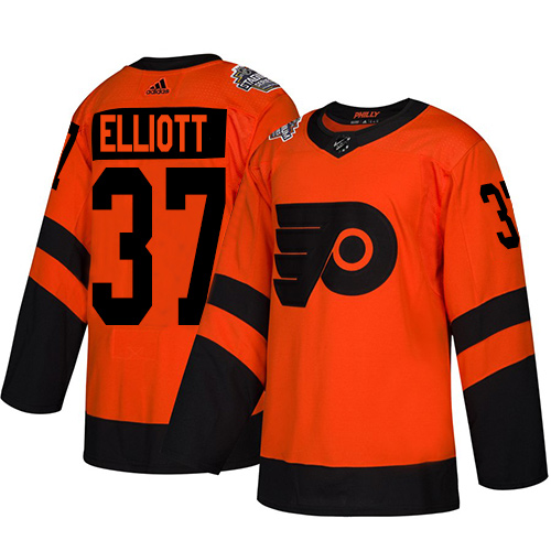 Adidas Philadelphia Flyers #37 Brian Elliott Orange Authentic 2019 Stadium Series Women's Stitched Jersey Womens