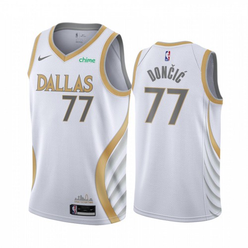 Dallas Mavericks #77 Luka Doncic White Youth Swingman 2020-21 City Edition Jersey Youth