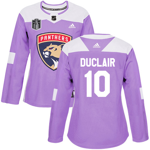 Adidas Panthers #10 Anthony Duclair Purple 2023 Stanley Cup Final Patch Authentic Fights Cancer Women's Stitched Jersey