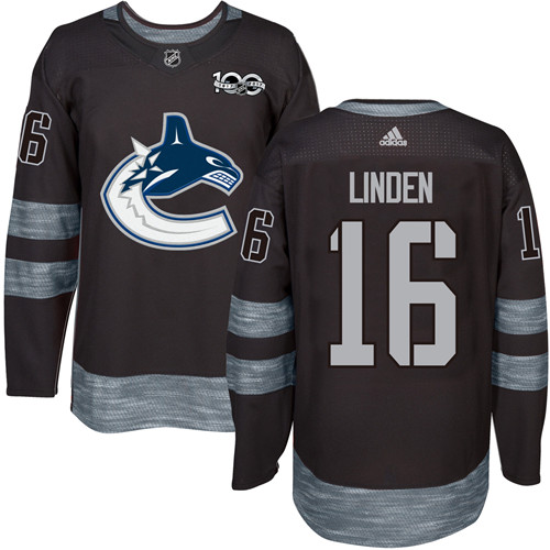 Adidas Vancouver Canucks #16 Trevor Linden Black 1917-2017 100th Anniversary Stitched Jersey Men's