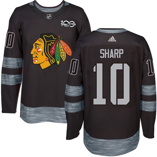 Adidas Chicago Blackhawks #10 Patrick Sharp Black 1917-2017 100th Anniversary Stitched Jersey Men's