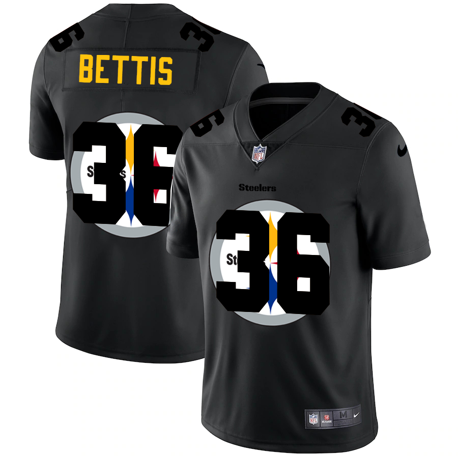Pittsburgh Steelers #36 Jerome Bettis Men's Team Logo Dual Overlap Limited Jersey Black