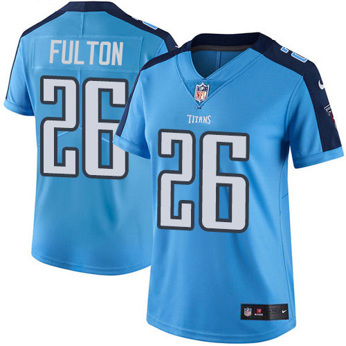 Tennessee Titans #26 Kristian Fulton Light Blue Women's Stitched Limited Rush Jersey Womens