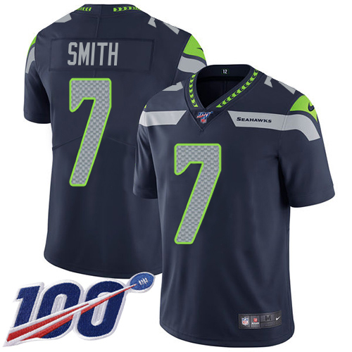 Seahawks #7 Geno Smith Steel Blue Team Color Youth Stitched 100th Season Vapor Untouchable Limited Jersey