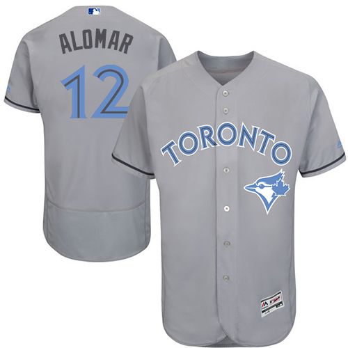 Toronto Blue Jays #12 Roberto Alomar Grey Flexbase Authentic Collection Father's Day Stitched Jersey Men's