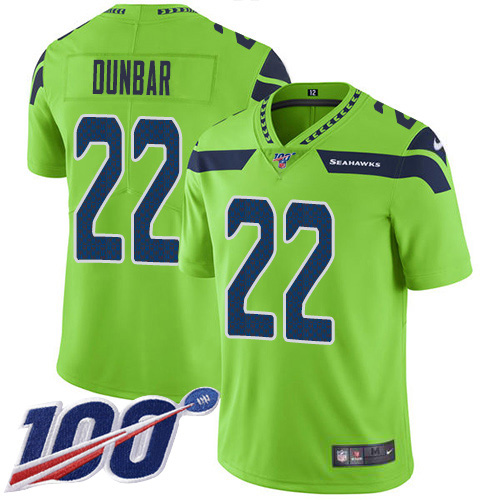 Seattle Seahawks #22 Quinton Dur Green Youth Stitched Limited Rush 100th Season Jersey Youth