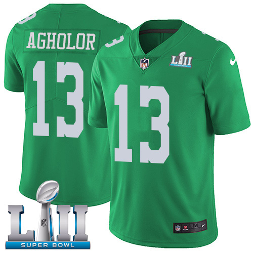 Philadelphia Eagles #13 Nelson Agholor Green Super Bowl LII Youth Stitched Limited Rush Jersey Youth
