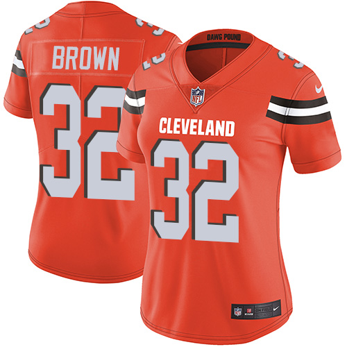 Browns #32 Jim Brown Orange Alternate Women's Stitched Vapor Untouchable Limited Jersey