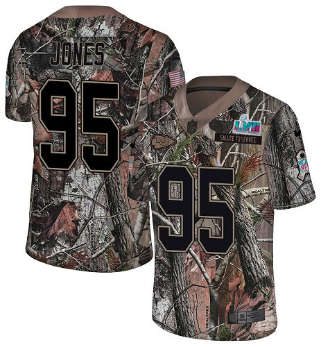 Chiefs #95 Chris Jones Camo Super Bowl LVII Patch Men's Stitched Limited Rush Realtree Jersey