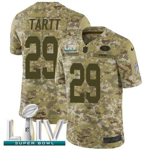 San Francisco 49ers #29 Jaquiski Tartt Camo Super Bowl LIV 2020 Men's Stitched Limited 2018 Salute To Service Jersey Men's