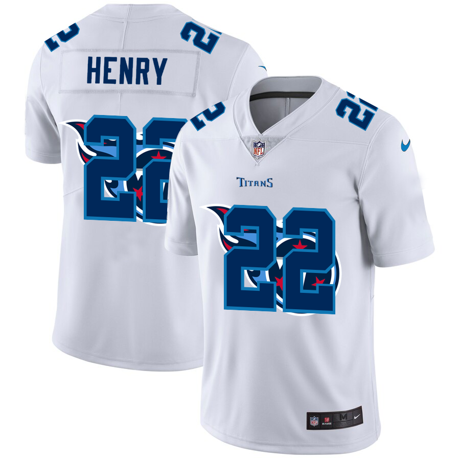 Tennessee Titans #22 Derrick Henry White Men's Team Logo Dual Overlap Limited Jersey