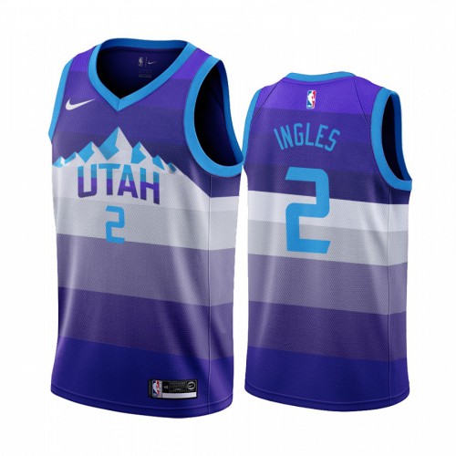 Utah Jazz #2 Joe Ingles Mens Hardwood Classic Jersey Purple Mens