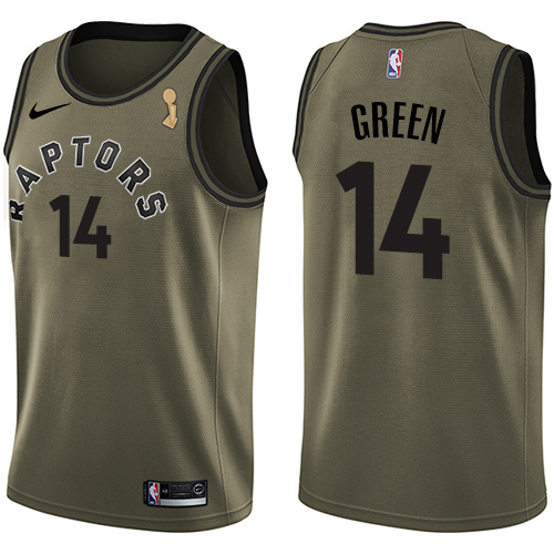 Toronto Raptors #14 Danny Green Green 2019 Finals Champions Swingman Salute to Service Jersey Mens