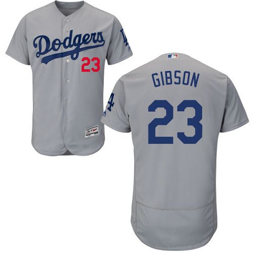 Los Angeles Dodgers #23 Kirk Gibson Grey Flexbase Authentic Collection Stitched Jersey Men's