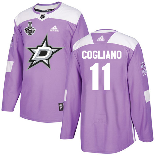 Adidas Dallas Stars #11 Andrew Cogliano Purple Authentic Fights Cancer Youth 2020 Stanley Cup Final Stitched Jersey Youth