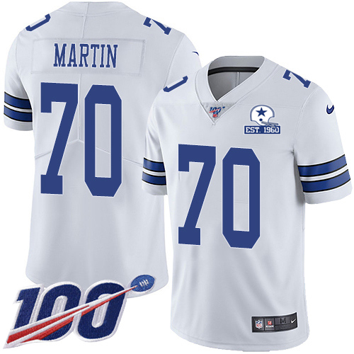 Dallas Cowboys #70 Zack Martin White Men's Stitched With Established In 1960 Patch 100th Season Vapor Untouchable Limited Jersey Men's