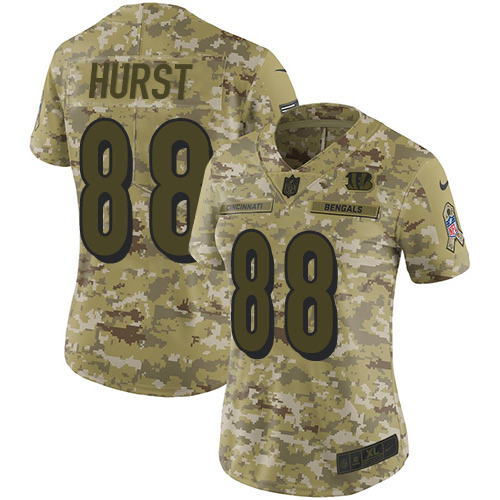 Bengals #88 Hayden Hurst Camo Women's Stitched Limited 2018 Salute To Service Jersey