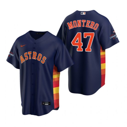 Houston Astros #47 Rafael Montero Men's 2021 World Series Game Jersey - Navy