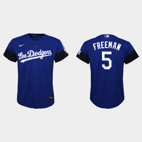 Los Angeles Los Angeles Dodgers #5 Freddie Freeman Youth 2021 City Connect Jersey Royal Youth
