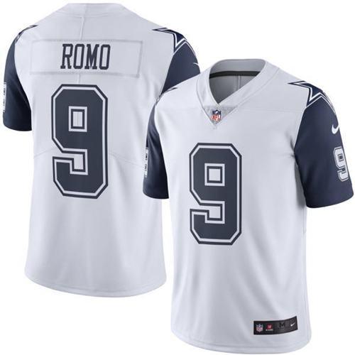 Dallas Cowboys #9 Tony Romo White Men's Stitched Limited Rush Jersey Men's
