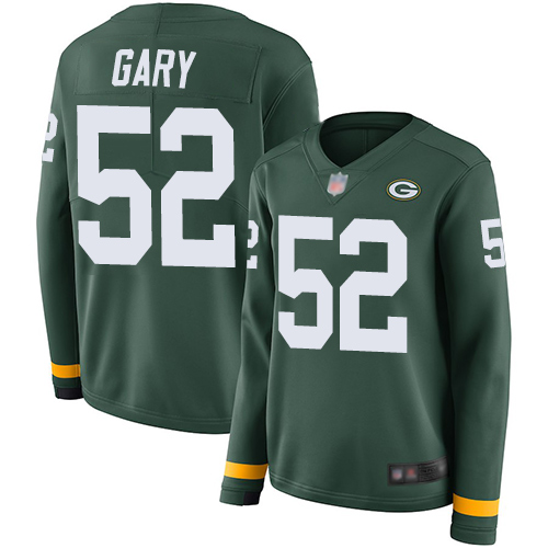 Green Bay Packers #52 Rashan Gary Green Team Color Women's Stitched Limited Therma Long Sleeve Jersey Womens
