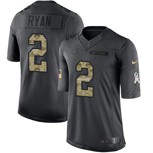 Colts #2 Matt Ryan Black Men's Stitched Limited 2016 Salute To Service Jersey