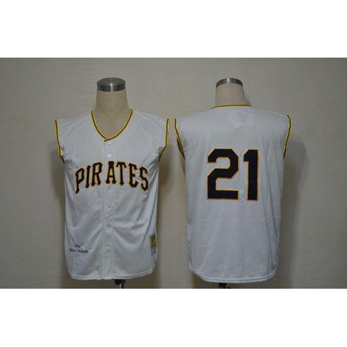 Mitchell And Ness 1960 Pittsburgh Pirates #21 Roberto Clemente White Stitched Jersey Men's