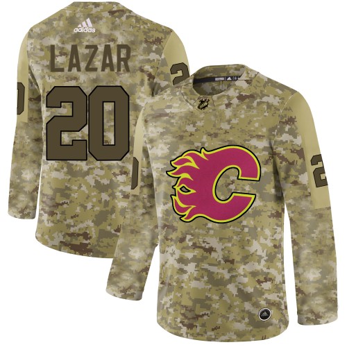 Adidas Calgary Flames #20 Curtis Lazar Camo Authentic Stitched Jersey Men's