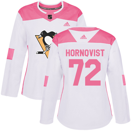 Adidas Pittsburgh Penguins #72 Patric Hornqvist White/Pink Authentic Fashion Women's Stitched Jersey Womens