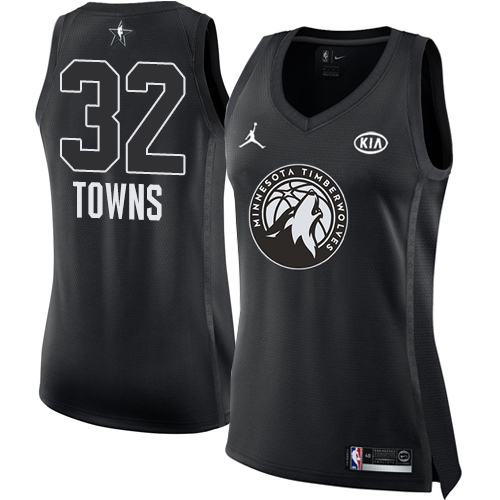 Minnesota Timberwolves #32 Karl-Anthony Towns Black Womens Jordan Swingman 2018 All-Star Game Jersey Womens