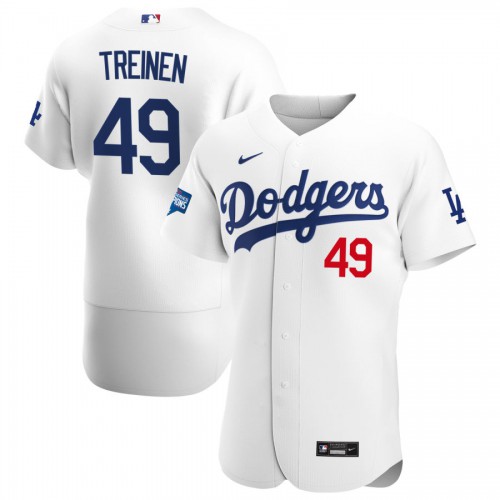 Los Angeles Los Angeles Dodgers #49 Blake Treinen Men's White Home 2020 World Series Champions Authentic Player Jersey Men's