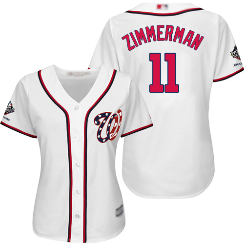 Washington Nationals #11 Ryan Zimmerman White Home 2019 World Series Champions Women's Stitched Jersey Womens