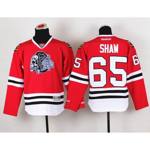 Chicago Blackhawks #65 Andrew Shaw Red(White Skull) Stitched Youth Jersey Youth