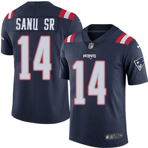 New England Patriots #14 Mohamed Sanu Sr Navy Blue Youth Stitched Limited Rush Jersey Youth