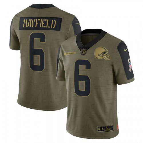 Cleveland Cleveland Browns #6 Baker Mayfield Olive 2021 Salute To Service Limited Player Jersey Men's
