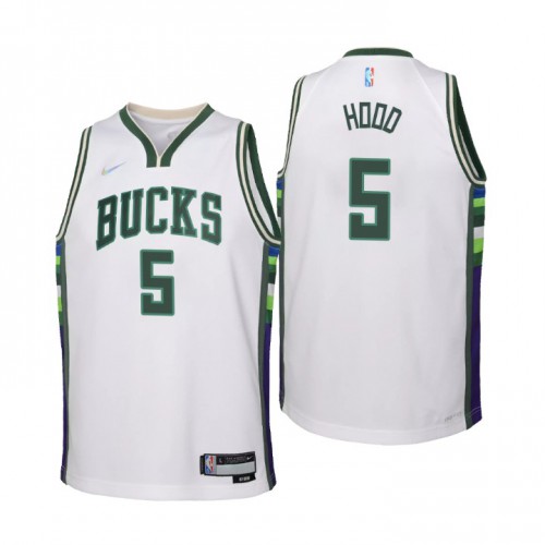 Milwaukee Milwaukee Bucks #5 Rodney Hood Youth White 2021/22 Swingman Jersey - City Edition Youth