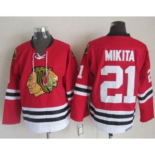 Chicago Blackhawks #21 Stan Mikita Stitched Red CCM Throwback Jersey Men's