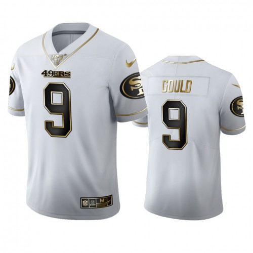 San Francisco San Francisco 49ers #9 Robbie Gould Men's White Golden Edition Vapor Limited 100 Jersey Men's