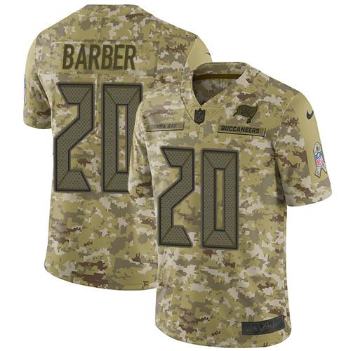 Tampa Bay Buccaneers #20 Ronde Barber Camo Men's Stitched Limited 2018 Salute To Service Jersey Men's