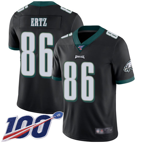 Philadelphia Eagles #86 Zach Ertz Black Alternate Men's Stitched 100th Season Vapor Limited Jersey Men's